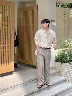 Korean Men Summer Fashion, Asian Men Summer Outfit, Korean Boy Outfits Aesthetic, Chinese Fashion Men, Wedding Guest Outfit Men, Boy Outfits Aesthetic, Japan Ootd, Minimalist Fashion Outfits