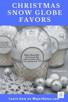 christmas snow globe favors with text overlay