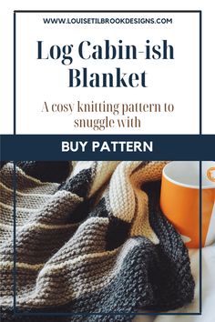 This is a knitting pattern for a log cabin-style aran weight blanket with a little bit of a difference. Log Cabin Style, Weight Blanket, Travel Knitting, Striped Baby Blanket, Hand Knit Socks, Fingerless Mitts, Baby Blanket Knitting Pattern, Cabin Style, A Log