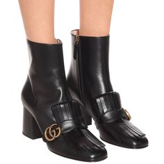 Gucci Gg Marmont Fringe Leather Ankle Boot Shoes Black Leather 36 Us 6 Condition Is "New With Box". Smoke Free Home. Cutout Boots, Fabric Boots, Shoes Gucci, Velvet Boots, Boot Shoes, Gucci Gg Marmont, Black Heel Boots, Fringe Boots, Leather Riding Boots