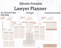 the editable printable lawner planner is shown in beige and white marble paper