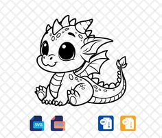 a cute little dragon with big eyes sitting down