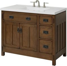 a bathroom vanity with two sinks and no faucet