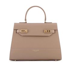 Kim Stampato 14" - Light Beige Luxury Beige Shoulder Bag Satchel, Luxury Beige Pebbled Leather Shoulder Bag, Designer Beige Calf Leather Bag, High-end Beige Calf Leather Bag, Beige Calf Leather Evening Bag, Luxury Beige Leather Satchel, High-end Textured Leather Shoulder Satchel, Beige Calf Leather Satchel Shoulder Bag, Beige Calf Leather Top Handle Shoulder Bag