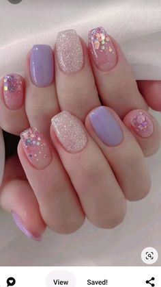 Spring Vibe Nails, Short Round Birthday Nails, Professional Short Nails, Spring Wedding Guest Nails, Nail Dip Powder Designs, Nail Ideas Gems, Spring Sparkle Nails, Fairy Nails Aesthetic, Baby Nails Design Pregnancy