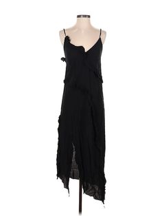 H&M Casual Dress Size: Small Black Dresses - used. 100% VISCOSE, Wrap, Plunge, High Low, Sleeveless | H&M Casual Dress - Wrap: Black Dresses - Used - Size Small Small Black Dress, Dress Wrap, Black Casual Dress, Black Dresses Casual, Black Dresses, Black Casual, Casual Dresses For Women, High & Low, High Low