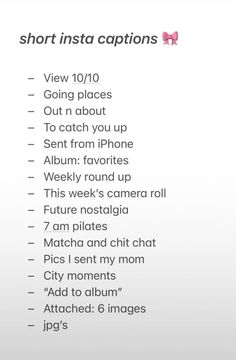 the short instagram captions list is shown