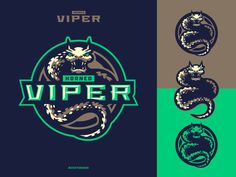 an image of a logo for a sport team with snakes on the front and back