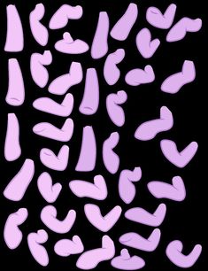 a bunch of purple hearts on a black background