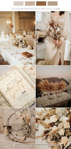 a collage of different wedding colors and details