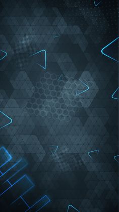 an abstract blue background with lines and shapes in the shape of hexagons