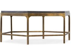 a black and gold coffee table with an open shelf on the top that is shaped like a rectangle