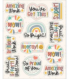 some stickers that say you've got this and have rainbows on them