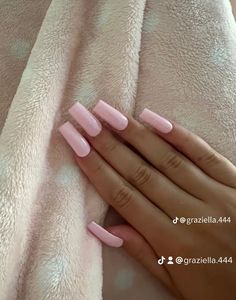 Light Nail Colors Acrylic, Simple Light Pink Acrylic Nails, Long Pink Nail Ideas, Pretty Solid Color Nails, Baby Pink Nails Square, Light Pink Square Nails, Peachy Pink Nails, Light Pink Nails Acrylic, Solid Colour Nails