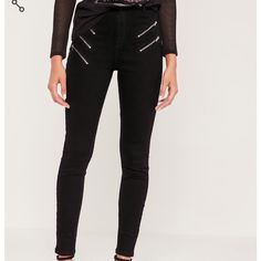 *Nwt Never Been Worn* Missguided Vice Black Multizip High Waisted Skinny Stretch Jeans. These Black Jeans Are Super Edgy With Silver Multizipper Detail On Each Thigh And High Waisted Fit! I Wish They Fit Me Highwaist Jeans, Stretch Jeans, Colored Jeans, Black Jeans, Pant Jumpsuit, Pants For Women, High Waisted, Pants, Women Shopping