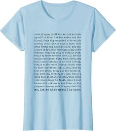 a blue t - shirt with an image of a poem on it