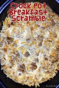 the crock pot breakfast scramble is ready to be cooked in the slow cooker