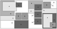 the floor plan for an apartment with two rooms and one room on each side, which is