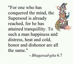 a quote from bhagavada gita that says for one who has conquered the mind, the supersoul is already reached