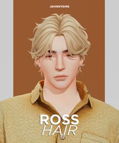 a man with blonde hair is wearing a yellow shirt and has the words ross hair on it