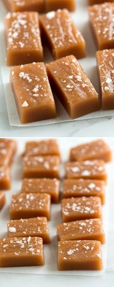 several pieces of caramel fudge sitting on top of each other