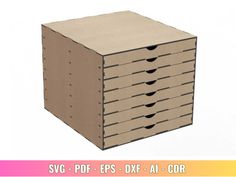 a cardboard box with six drawers on top and the words svg - pdl - eps