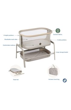 the baby crib is shown with its contents labelled