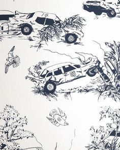 an image of cars in the air above trees and plants on a white wallpaper background