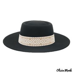 Color: Black, Size: M-(56-58cm) Black Flat Brim Hat For Winter, Black Wool Hat With Short Brim, Black Wool Top Hat With Short Brim, Black Wool Wide Brim Hat, Black Wool Hat With Curved Brim, Bowler Hat, Top Round, Casual Flats, Coffee Colour