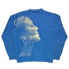 blue Aesthetic Sweater boogzel apparel Aesthetic Sweaters, Style Hip Hop, Studio 54, Loose Pullover, Estilo Hip Hop, Figure 8, Loose Sweater, Hip Hop Fashion, British Style