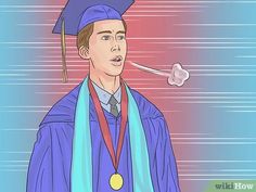 a drawing of a man wearing a graduation cap and gown