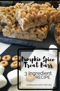 pumpkin spice treat bars with marshmallows and pretzels