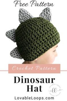 a crochet pattern for a dinosaur hat