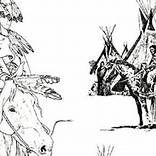 an image of native american indians and horses in black and white coloring book pages