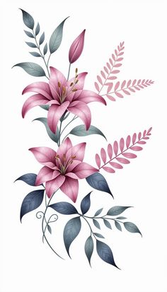 Free Printable Pattern: Watercolor Lilies & Ferns