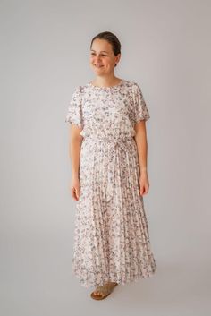 Ellison Floral Pleated Midi Dress - Ellison Floral Pleated Midi Dress - undefined - Salt and Honey Flowy Dress With Pleated Short Sleeves, Flowy Short Sleeve Dress With Pleated Sleeves, Flowy Dresses With Pleated Waist And Short Sleeve, Spring Pleated Dress With Short Pleated Sleeves, Spring Pleated Dress With Short Sleeves, Spring Short Sleeve Pleated Dress With Pleated Sleeves, Feminine Dress With Pleated Short Sleeves, Feminine Short Sleeve Dress With Pleated Sleeves, Feminine Flowy Floral Dress With Short Sleeves