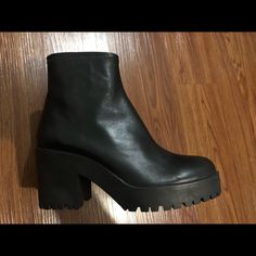 Please Read New And Unused Zara Genuine Leather Platform Boots. Tags Still Attached. Size: 38 (Women’s 7.5); Can Also Fit Women’s Size 7 Track Platform Sole Platform: 1 Inch (At Toe’s Section); Heel: 3~ Inches Fit: More For Narrow-Footed Some Creasing And Some Blemishes When Tried On, Other Than That- Boots Are New And Ready To Be Loved And Styled! Firm On Price. Thank You For Your Understanding. Leather Platform Boots, Zara Leather, To Be Loved, Zara Shoes, Platform Boots, Zara Black, Shoes Heels Boots, Shoes Women Heels, Heeled Boots