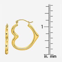 Features: Quick ShipEarring Back: HingedShape: HeartMetal Color: YellowEarring Length: 26mmEarring Width: 23mmCare: Wipe CleanEarrings Style: Hoop EarringsMetal: 10k GoldCountry of Origin: Imported Heart Hoop Earrings, Earrings Hoop, 10k Gold, Hoop Earrings, Gold, Color