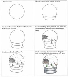 how to draw a snow globe with pictures and instructions for beginner's drawing