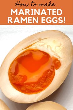 how to make marinated ramen eggs in an egg shell with text overlay