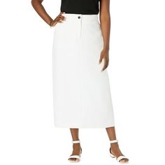 Jessica London Women's Plus Size Tummy Control Bi-Stretch Midi Skirt Skirt.Our new slimming suiting collection features improved 2-way stretch that holds it shape and moves with you as you move through your busy day. Hidden tummy control panels offer a slimming fit. Back elastic insets; front slash pockets; button-zip closure. Back vent. 34" length Poly/spandex Machine wash; imported Style & Fit Tips A modern take on professional polish in a stretch fabrication that is designed to move with you, Control Panels, Busy Day, Skirt Skirt, Brand Style, Work Wear Women, Ladies Of London, Denim Midi Skirt, Control Panel, Plus Size Casual