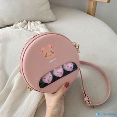 OrcaJump - Charming Mini Round Crossbody Bag - Exquisitely Crafted in PU Leather - Available in Pink, Green, and 2 Other Amazing Colors Round Case Bags With Removable Pouch For Daily Use, Round Case Bag With Removable Pouch For Daily Use, Round Crossbody Bag, Green Jewelry, Pu Leather, Crossbody Bag, Green, Leather, Pink