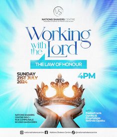 the poster for working with the lord, which features two hands holding a golden crown