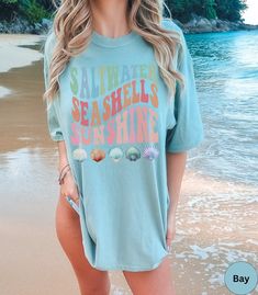 Retro Summer Beach Vacation Comfort Colors Shirt,saltwater Seashells Sunshine Tshirt,beach Shirt Gifts,summer Vibes Tee,oversized Coverup - Etsy Summer Beach Vacation, Comfort Colors Shirt, Retro Summer, Beach Shirt, Comfort Wear, Beach Shirts, Sea Shell, Summer Tshirts, Girls Trip