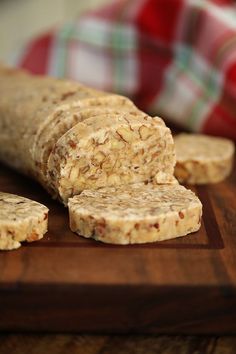 some crackers are laying on a cutting board