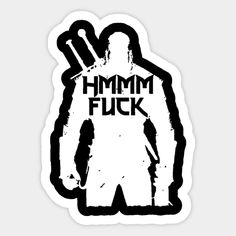 a sticker with the words mmmm fock in black and white on it