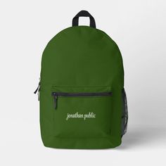 Personalized Green Travel Bag, Personalized Green School Bag, Customizable Green Travel Bags, Green Backpack For Students, Back To School, Green Backpack For School Events, Green Standard Backpack For School Events, Green Standard Backpack For Sports, Sporty Green Backpack For School, Green Softback Backpack For Back To School