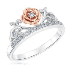 Enchanted Disney Diamond Belle Princess Ring 1/10ctw - Item 19705573 | REEDS Jewelers Promise Rings For Her Silver Kay Jewelers, Bueaty And The Beast, Disney Wedding Rings, Belle Princess, Morganite Engagement Ring Rose Gold, Enchanted Disney, Enchanted Disney Fine Jewelry, Disney Fine Jewelry, Disney Belle