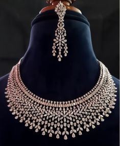 Modern Diamond Necklace, Diamond Haram, Diamond Statement Necklace, Ad Jewellery, Bridal Diamond Necklace, Diamond Jewelry Set, Choker Designs, Diamond Necklace Designs, Diamonds Necklace