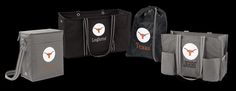 the texas longhorns tote bag is shown in three different colors and sizes